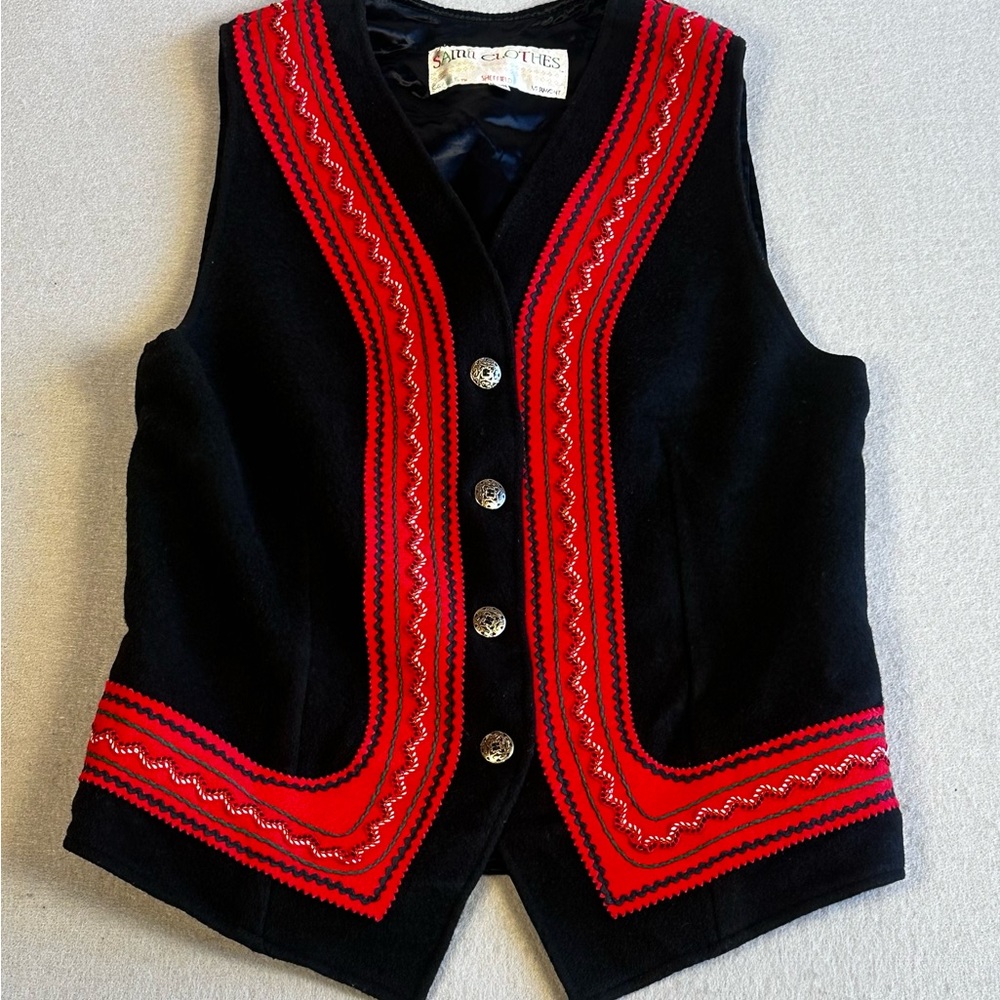 Stylish Black Vest with Red Details